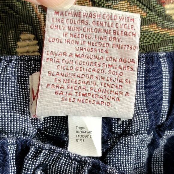 Merona Pants Womens Small Blue Striped Linen Blend Wide Leg Pull On Drawstring - Picture 11 of 11